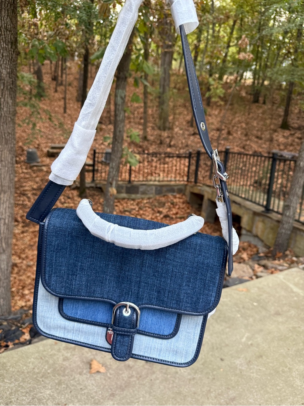 Michael Kors Two-Tone Denim Crossbody Bag - Dark Blue/Light Blue